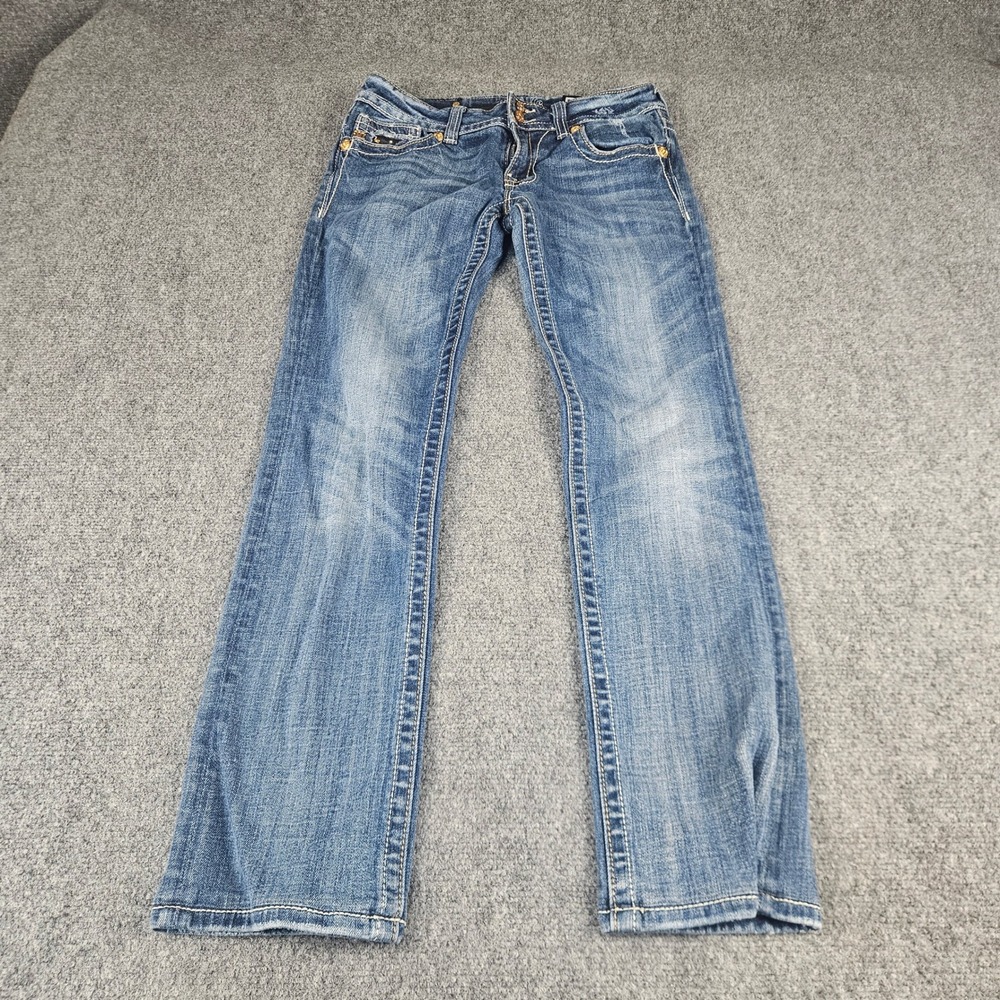 Miss Me Straight Leg Jeans JP5002ST-24 Vintage Wash Blue‎ Denim Studded Size 29